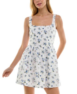 Trixxi - Juniors' Square-Neck Corset Fit & Flare Dress