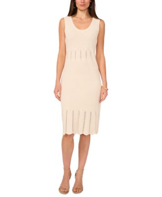 Vince Camuto - Women's Cotton Pointelle-Knit Sleeveless Dress