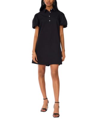 MSK - Petite Cotton Spread-Collar Puff-Sleeve Dress