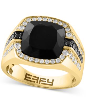EFFY Collection - Men's Onyx (12mm) & Diamond (7/8 ct. t.w.) Ring in 14k Gold