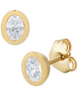 Macy's - Diamond Oval Solitaire Stud Earrings (3/8 ct. t.w.) in 14k Gold