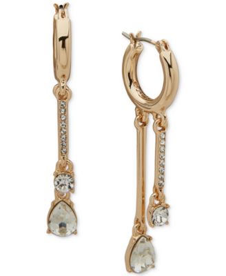 KARL LAGERFELD PARIS - Gold-Tone Mixed Crystal Shaky Charm Hoop Earrings