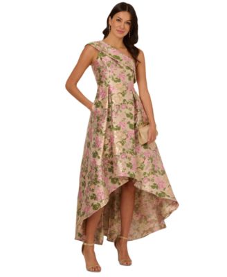 Adrianna Papell - Women's Jacquard High-Low One-Shoulder Gown