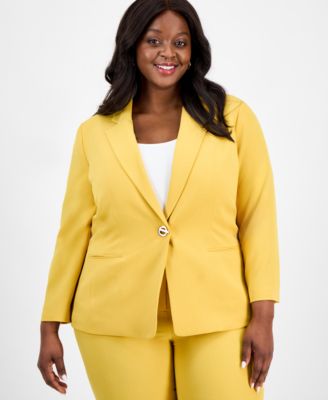 Kasper - Plus Size 3/4-Sleeve Eyelet Blazer
