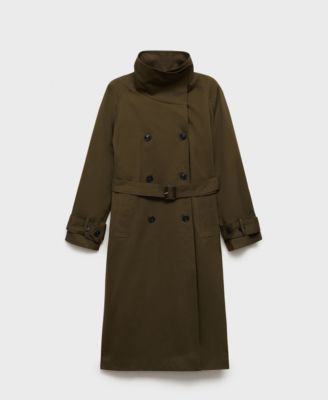 MANGO - Women's Long Double-Breasted Trench Coat