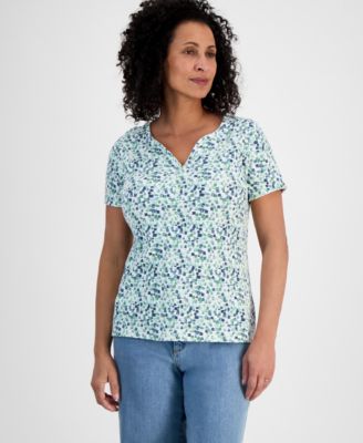 Style & Co - Women's Printed Henley T-Shirt, Exclusively at Macy's