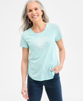 Style & Co - Petite Love USA Graphic Perfect Crewneck T-Shirt