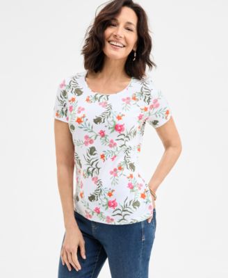 Style & Co - Women's Printed Scoop-Neck T-Shirt, Exclusively at Macy's