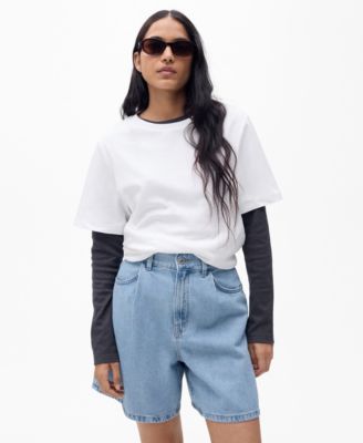 MANGO - Women's Rolled Hem Straight Shorts