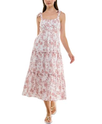 Trixxi - Juniors' Ruched Sleeveless Fit & Flare Midi Dress