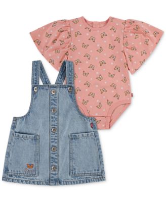 Levi's - Baby Girls Ruffle-Sleeve Bodysuit & Western Skirtall, 2 Piece Set