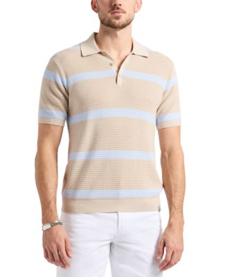 Buffalo David Bitton - Men's Winder Short Sleeve Textured Striped Polo Sweater