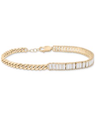 Macy's - Lab Grown White Sapphire Small Hoop Earrings (5/8 ct. t.w.) in 14k Gold-Plated Sterling Silver, 0.62"