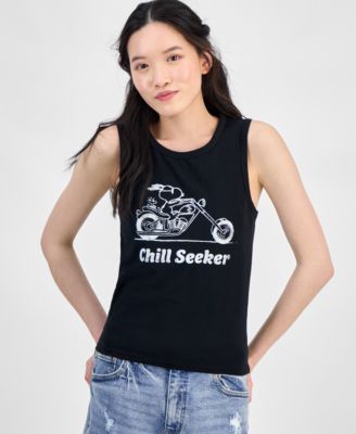 Disney - Juniors' Chill Seeker Snoopy Graphic Tank Top