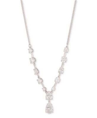 Givenchy - Silver-Tone Mixed Cubic Zirconia Lariat Necklace, 16" + 3" extender