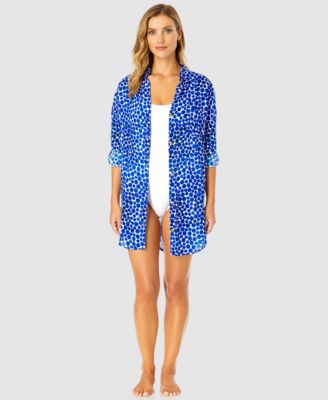 Anne Cole - Women's Denim Dot Shirt Swim Cover-Up