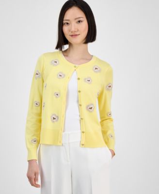 T Tahari - Women's Floral-Embroidered Button-Front Cardigan