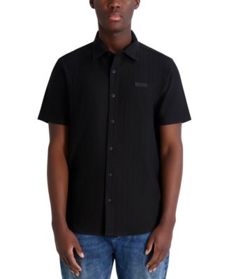 KARL LAGERFELD PARIS - Men's Regular-Fit Solid Textured Button-Down Shirt