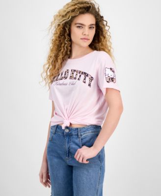 Grayson Threads, The Label - Juniors' Hello Kitty Varsity Leopard Graphic T-Shirt