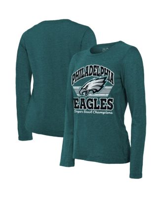 Majestic - Women's Midnight Green Philadelphia Eagles Super Bowl LIX Champions Coffin Corner Boyfriend Long Sleeve Tri-Blend T-Shirt
