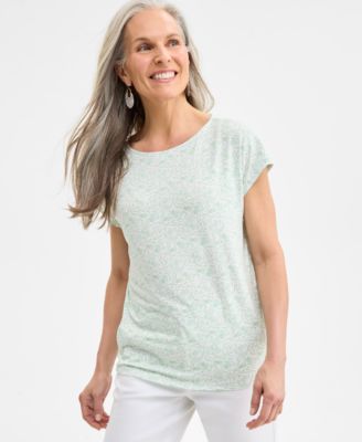 Style & Co - Petite Simple Leave Relaxed T-Shirt, Exclusively at Macy's