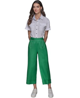 KARL LAGERFELD PARIS - Petite Linen-Blend Wide-Leg Pants