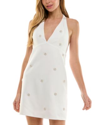 City Studios - Juniors' Beaded Halter Mini Dress