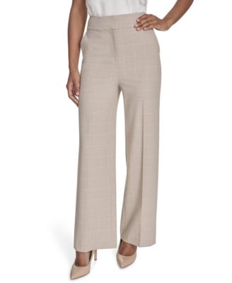 Calvin Klein - Petite Windowpane Wide-Leg Pants