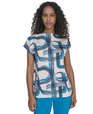 Calvin Klein - Women's Printed Mock-Neck Top
