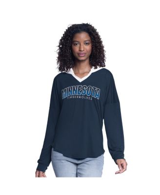 G-III 4Her by Carl Banks - Women's Navy Minnesota Timberwolves Bench Player Oversized Long Sleeve Hooded Top