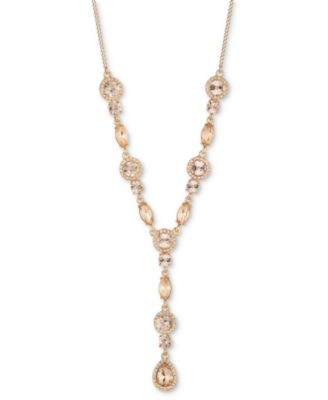 Givenchy - Mixed Crystal Halo Lariat Necklace, 16" + 3" extender