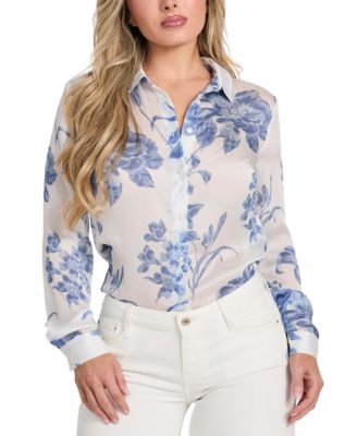 GUESS - Women's Printed Button-Front Shirt