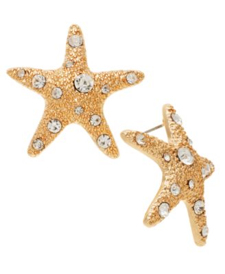 I.N.C. International Concepts - Gold-Tone Crystal Starfish Statement Button Earrings