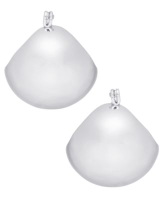On 34th - Silver-Tone Small Puffy Huggie Hoop Earrings, 0.77"