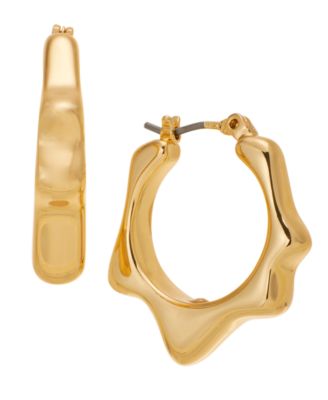 On 34th - Wavy Gold-Tone Hex Hoop Earrings