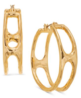 Style & Co - Medium Hammered Openwork Hoop Earrings, 1.5"