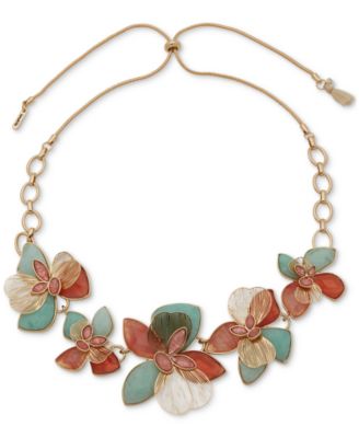 lonna & lilly - Gold-Tone Seafoam Flower 26" Slider Frontal Necklace