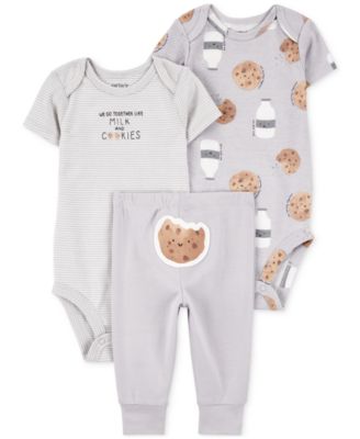 Carter's - Baby Milk & Cookies Little Character Cotton Bodysuits & Pants, 3 Piece Set