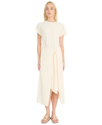 Luxely - Women's Tie-Front Short-Sleeve Faux-Wrap Midi Dress