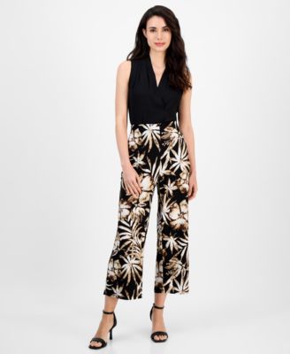 AK Anne Klein - Petite Floral-Print Cropped Pull-On Pants