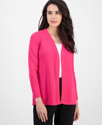 AK Anne Klein - Petite Long-Sleeve Open-Front Cardigan