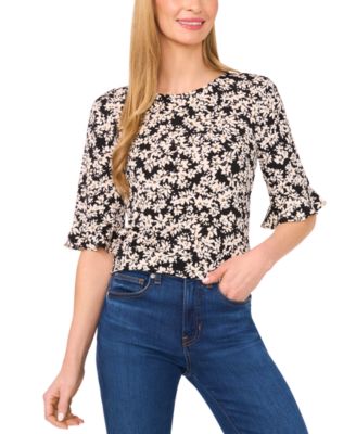 CeCe - Women's Printed Flutter Sleeve Blouse