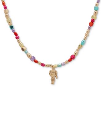 KARL LAGERFELD PARIS - Imitation Pearl & Beaded KARL Charm Pendant Necklace, 16" + 3" extender