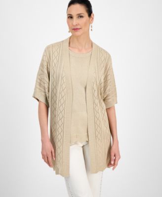JM Collection - Women's Open-Front Short-Sleeve Cardigan