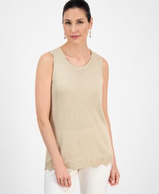 JM Collection - Women's Scoop-Neck Sleeveless Shine Top