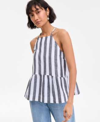 On 34th - Women's Apron-Neck Sleeveless Peplum Top