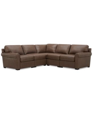 Furniture - Radley Roll Arm 104" 5-Pc. Leather Square Corner L Sectional