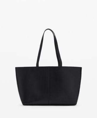 MANGO - Women's Leather Shopper Bag