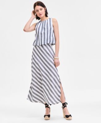 On 34th - Women's Striped Maxi Skirt