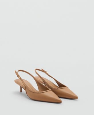 MANGO - Women's Stud Detail Kitten-Heel Shoes